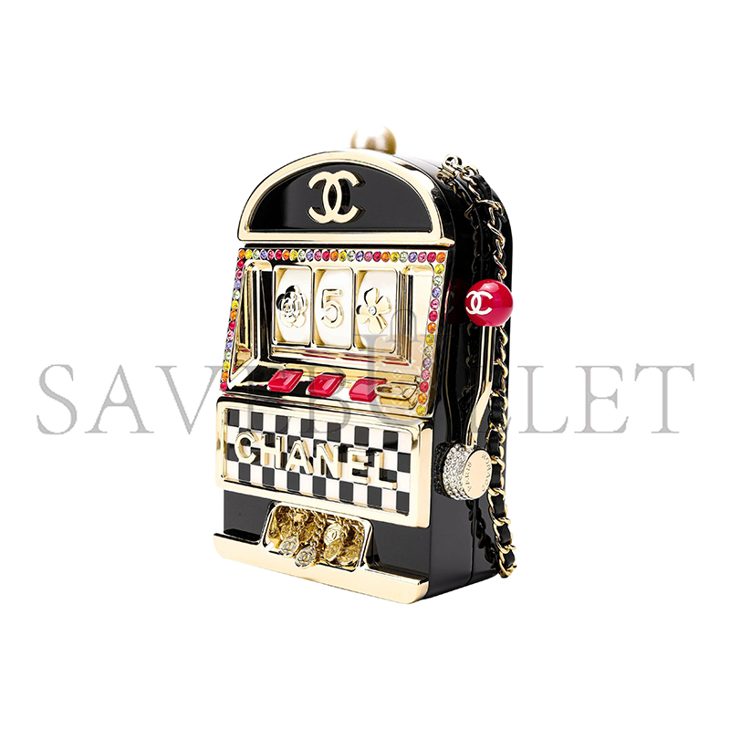 CHANEL MASTER CASINO MONACO SLOT MACHINE MINAUDIERE WITH GOLD HARDWARE AS3715 (16*9*4cm)